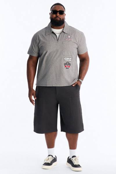 Hot Road Quarter Zip Short Sleeve Polo - Grey
