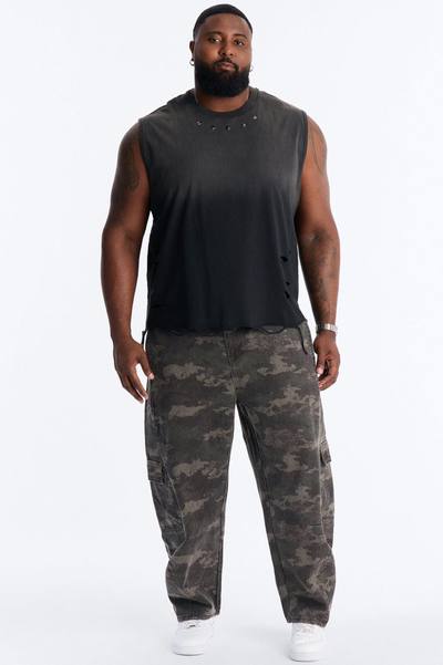 Washed Embellished Muscle Tee - Black