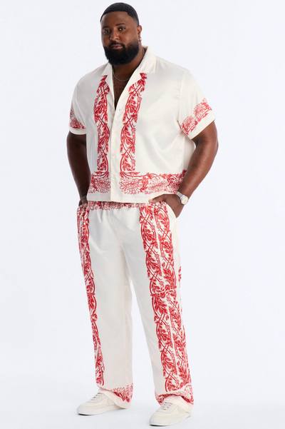 KOS Cuban Collar Button Up Shirt - White