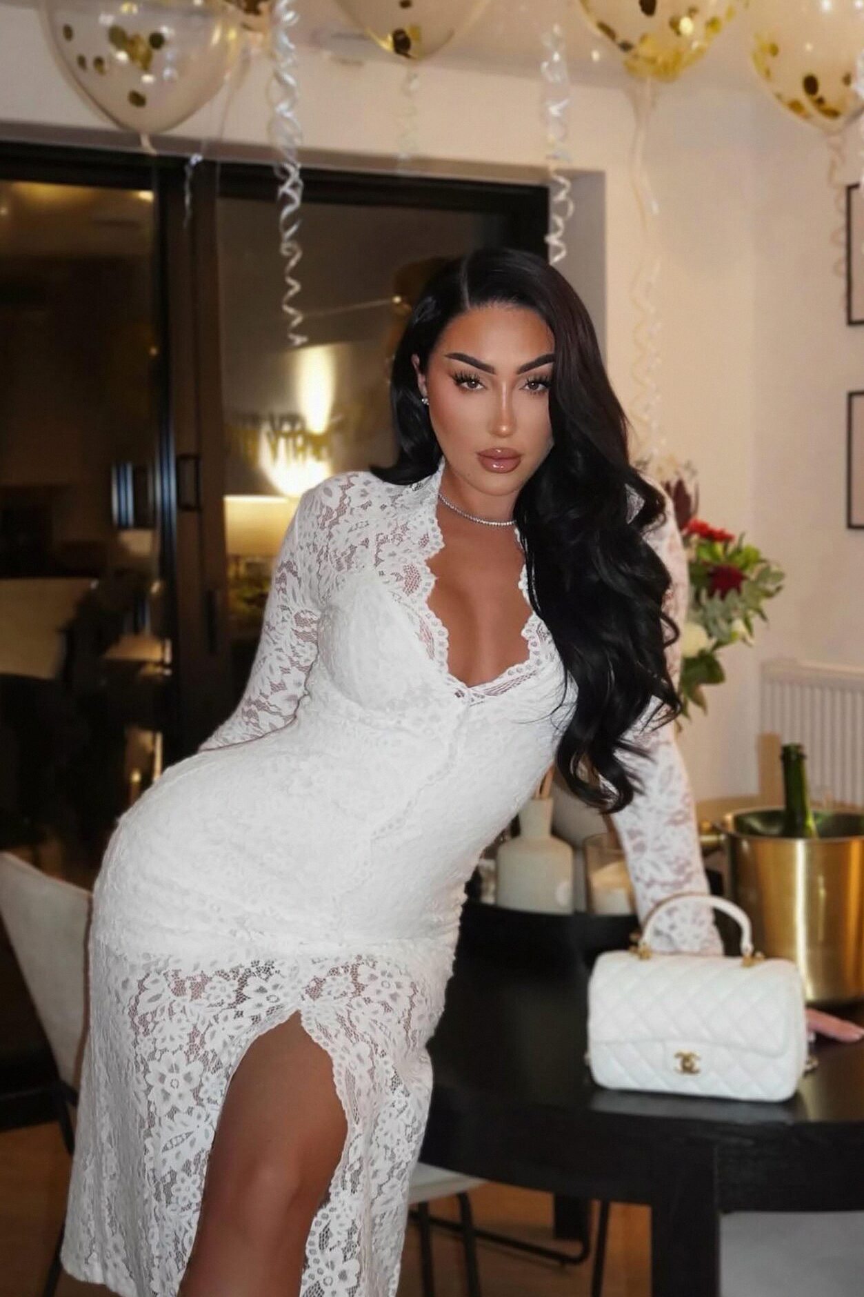 Lace Is More Long Sleeve Lace Midi Dress - White
