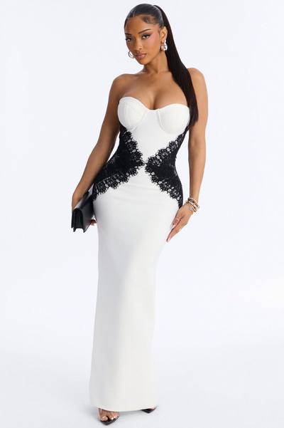 Stay Stunning Lace Bandage Gown - White/Black