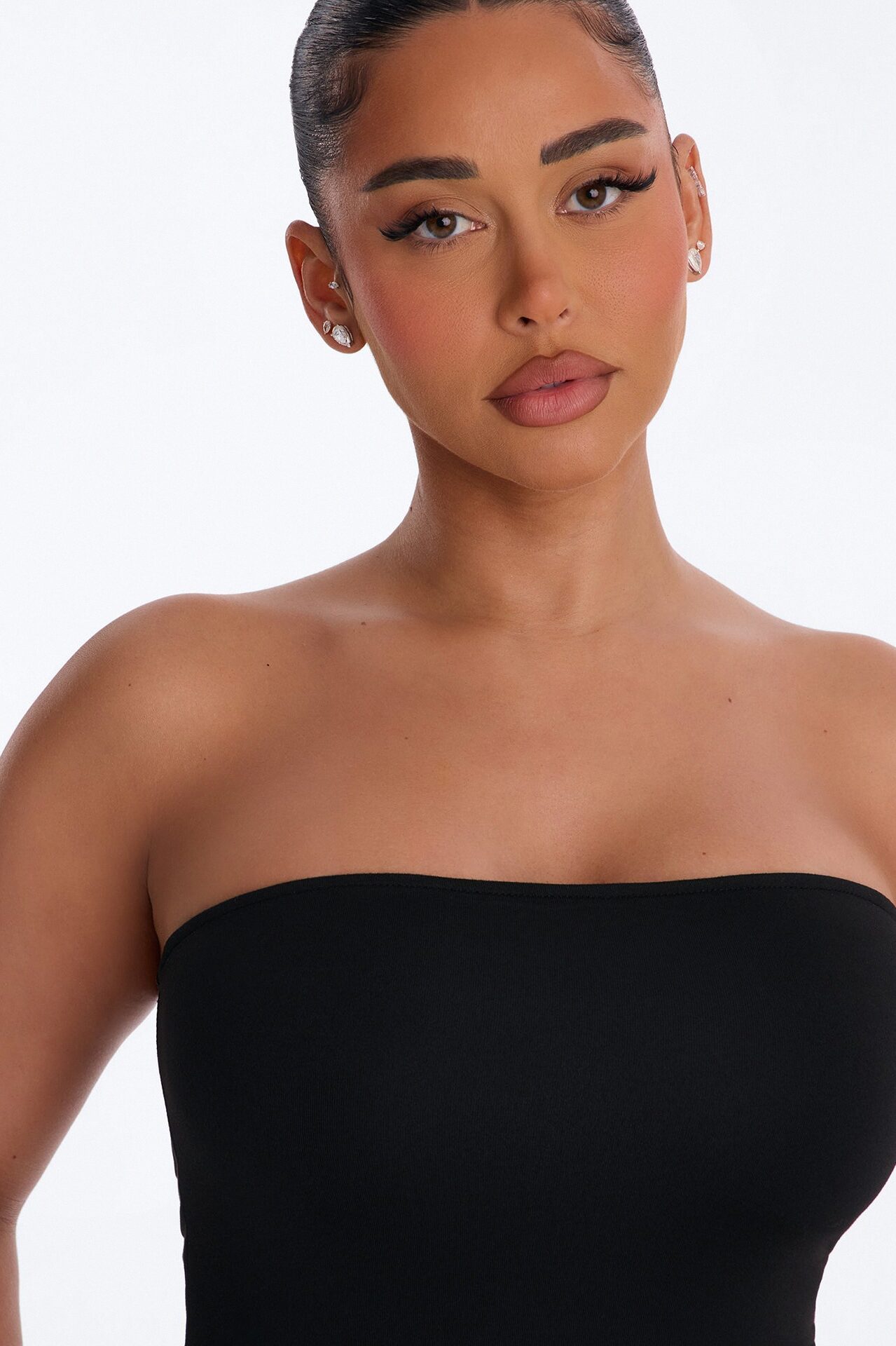 Kimmy Double Lined Strapless Midi Dress - Black