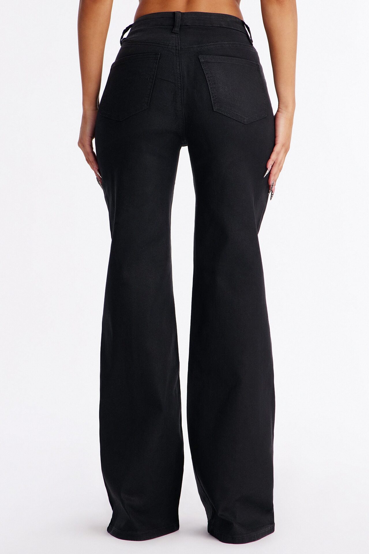 This Century Coated Stretch Wide Leg Jeans - Black