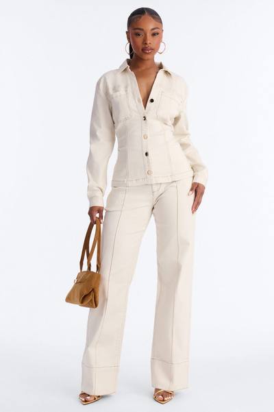 Kylie Denim Pant Set - White