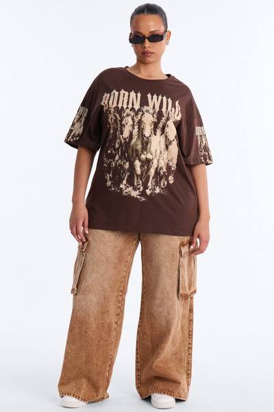 Born Wild Western Tee - Chocolate