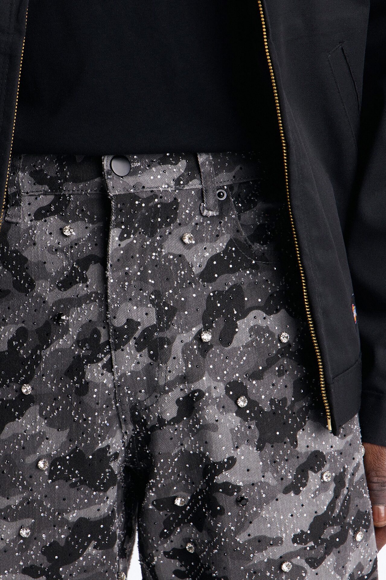 Slim Embellished Hex Pant - Black