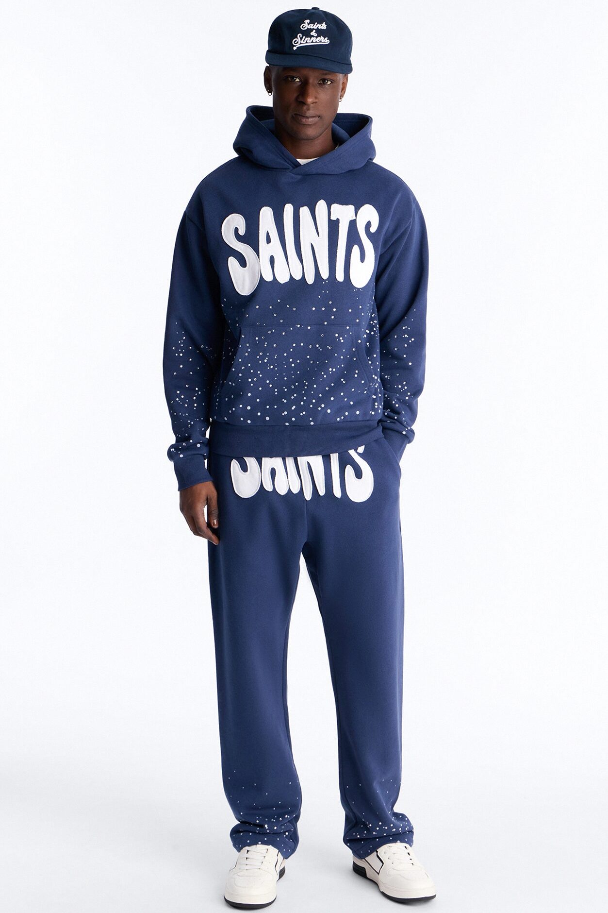 Saints Rhinestones Sweatpants - Navy