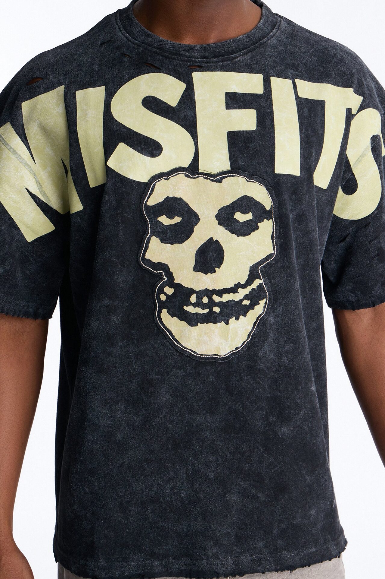 Misfits Destroyed Mineral Wash Short Sleeve Tee - Black
