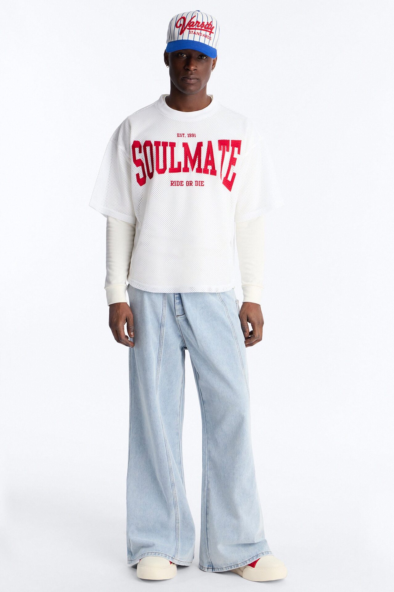 Soulmate Open Hole Mesh Top - White
