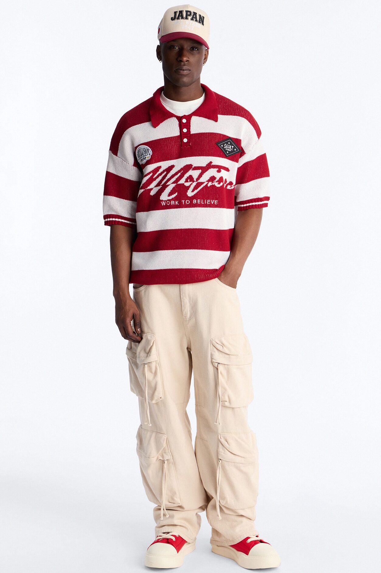Motion Lines Short Sleeve Polo - Burgundy