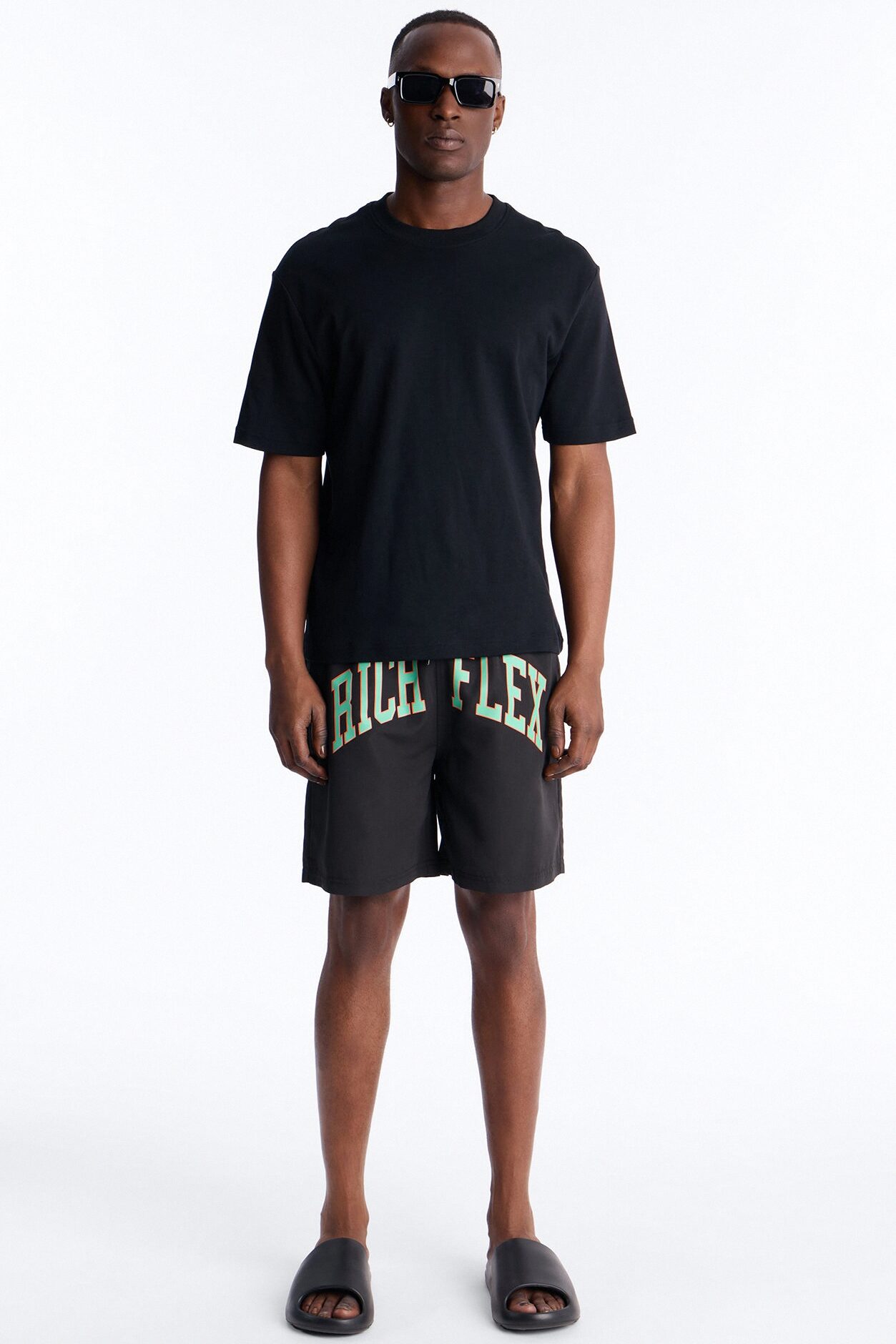 Rich Flex Swim Trunk 7″ - Black/Green