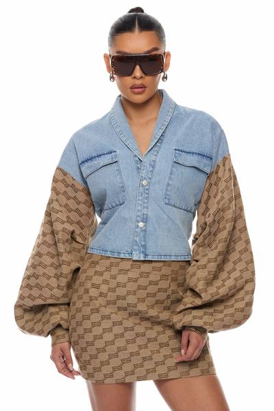 Zaelyn Denim Jacket Mini Skirt Set - Medium Wash