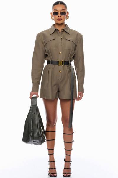 Morgan Cargo Belted Romper - Olive