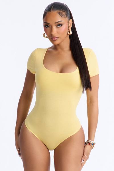 Adalyn Double Lined Bodysuit - Yellow