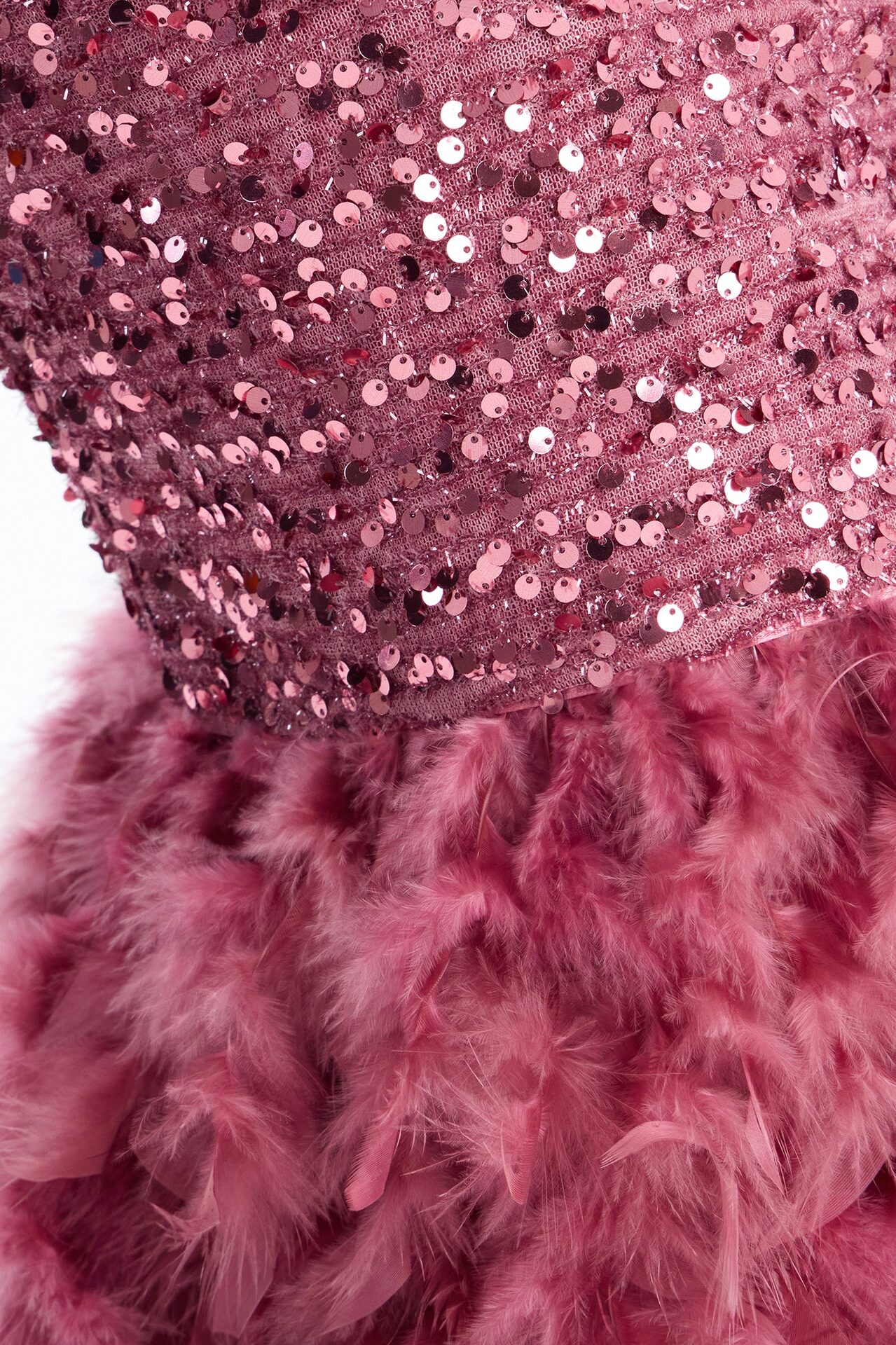 Zoey Feathered Sequin Midi Dress - Mauve