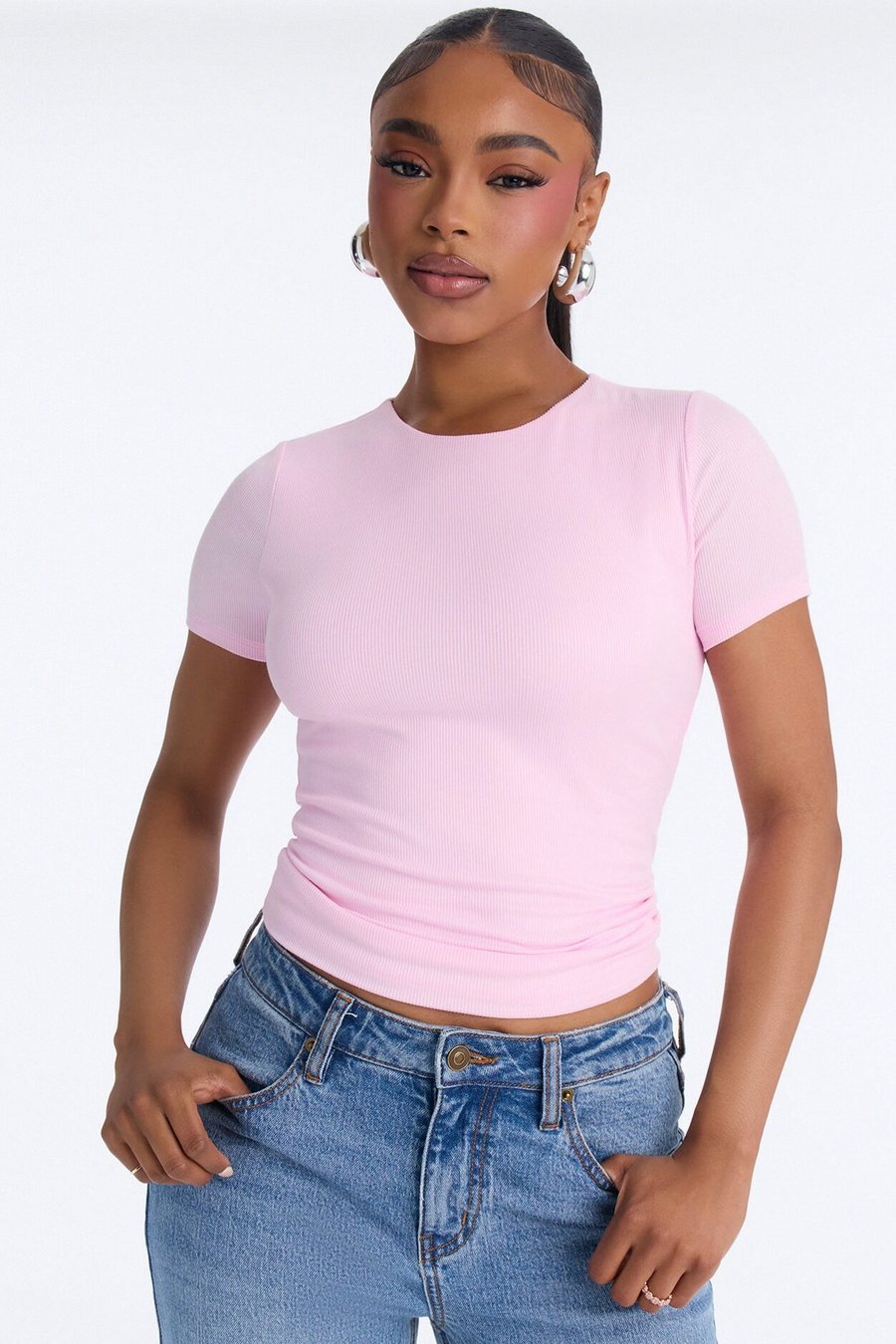 Chloe Crew Neck Short Sleeve Tee - Pink