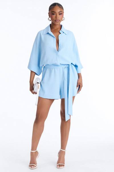 Charlotte Linen Romper - Light Blue
