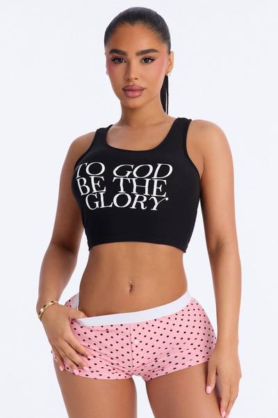 God Be The Glory Tank PJ Boyshort Set - Black/combo