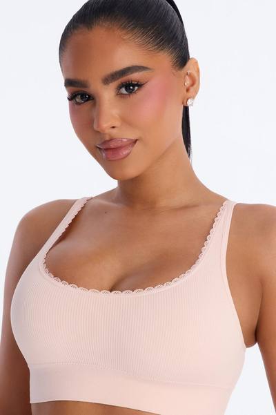 Sweet Secrets Ribbed Seamless Bralette - Pink