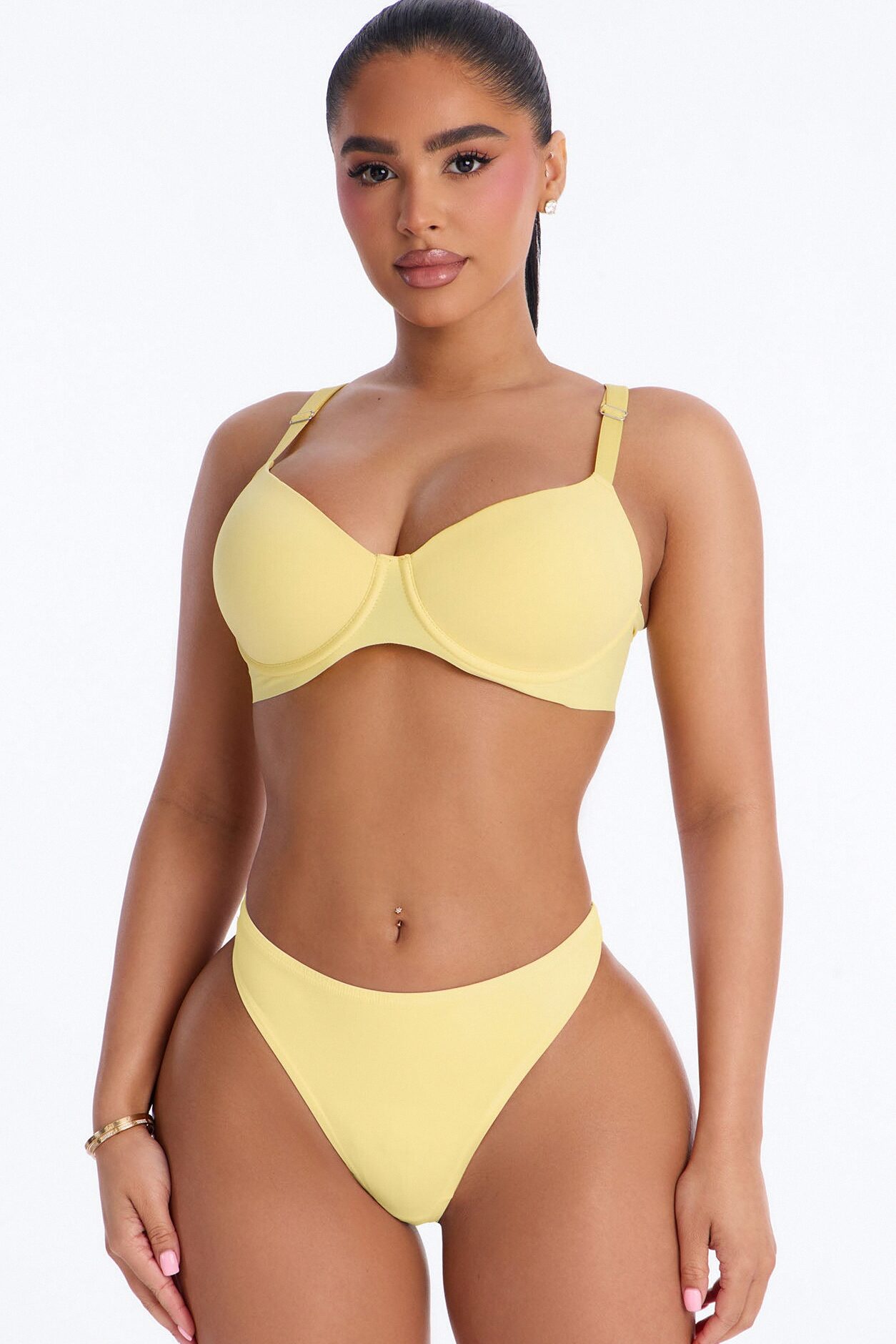 Smooth Like That Lightly Lined Scuba Demi Bra - Yellow