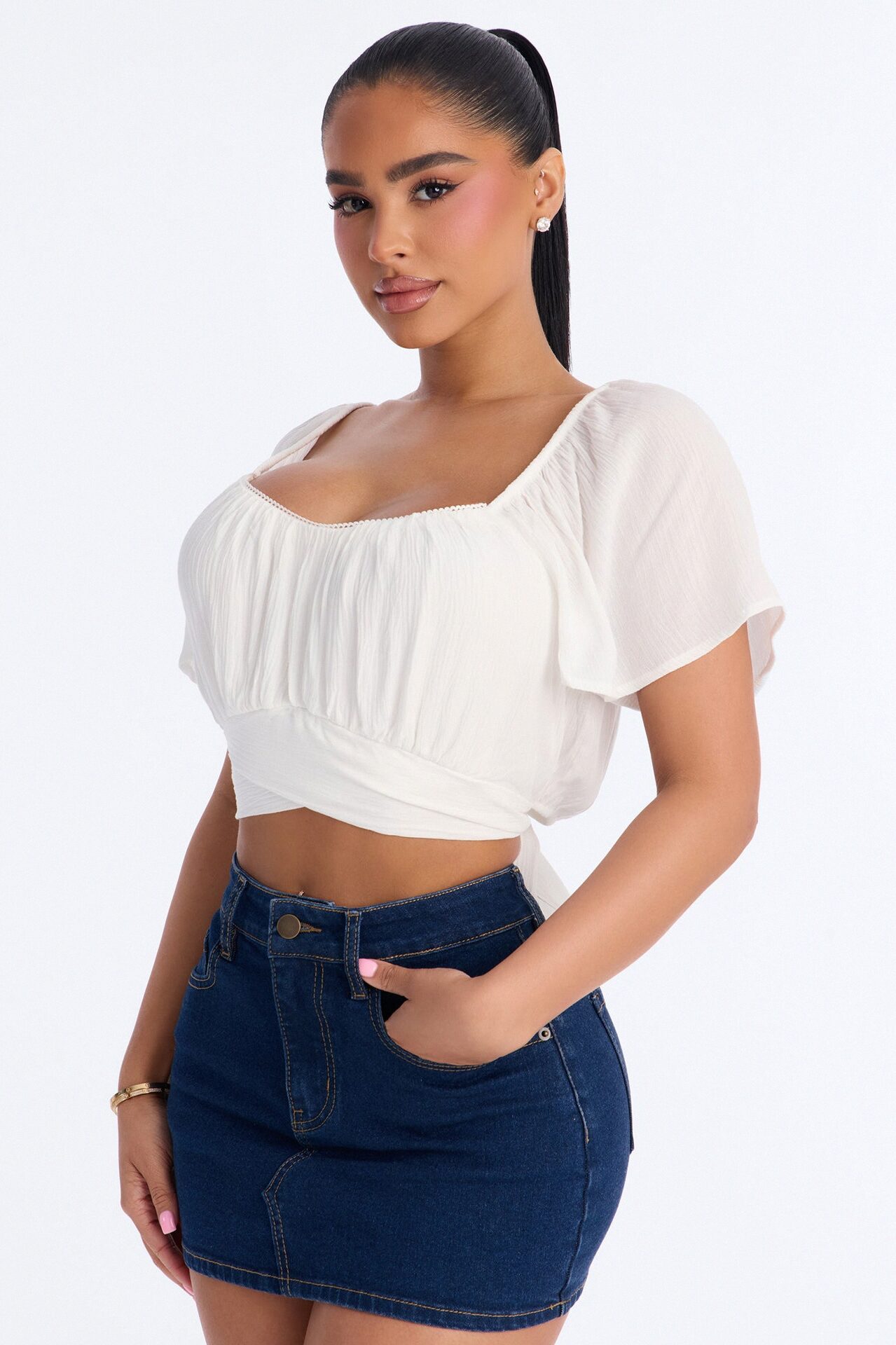 Maritsa Tie Back Gauze Top - Off White
