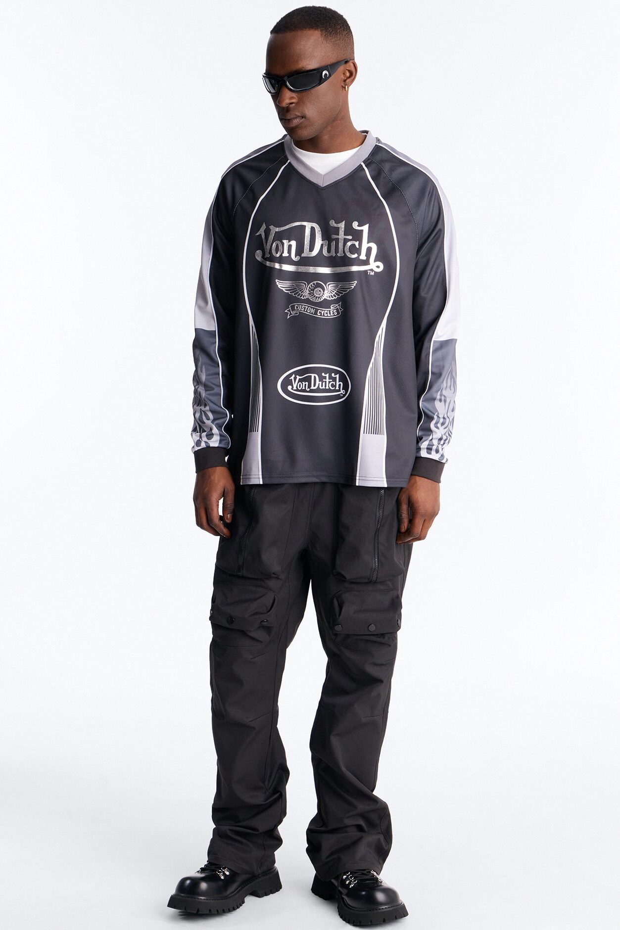 Von Dutch Chrome Flame Jersey - Black