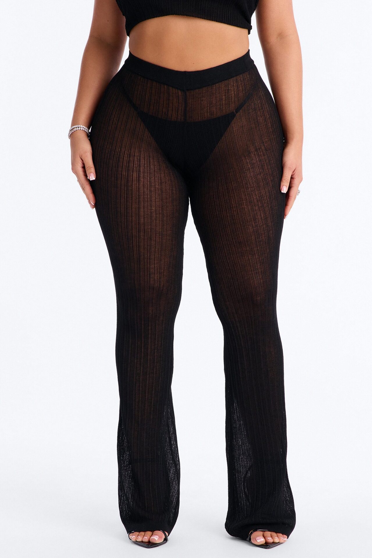 Sienna Sheer Knit Pant - Black