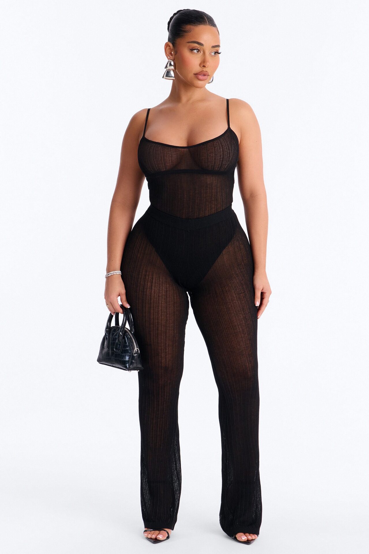 Sienna Sheer Knit Bodysuit - Black