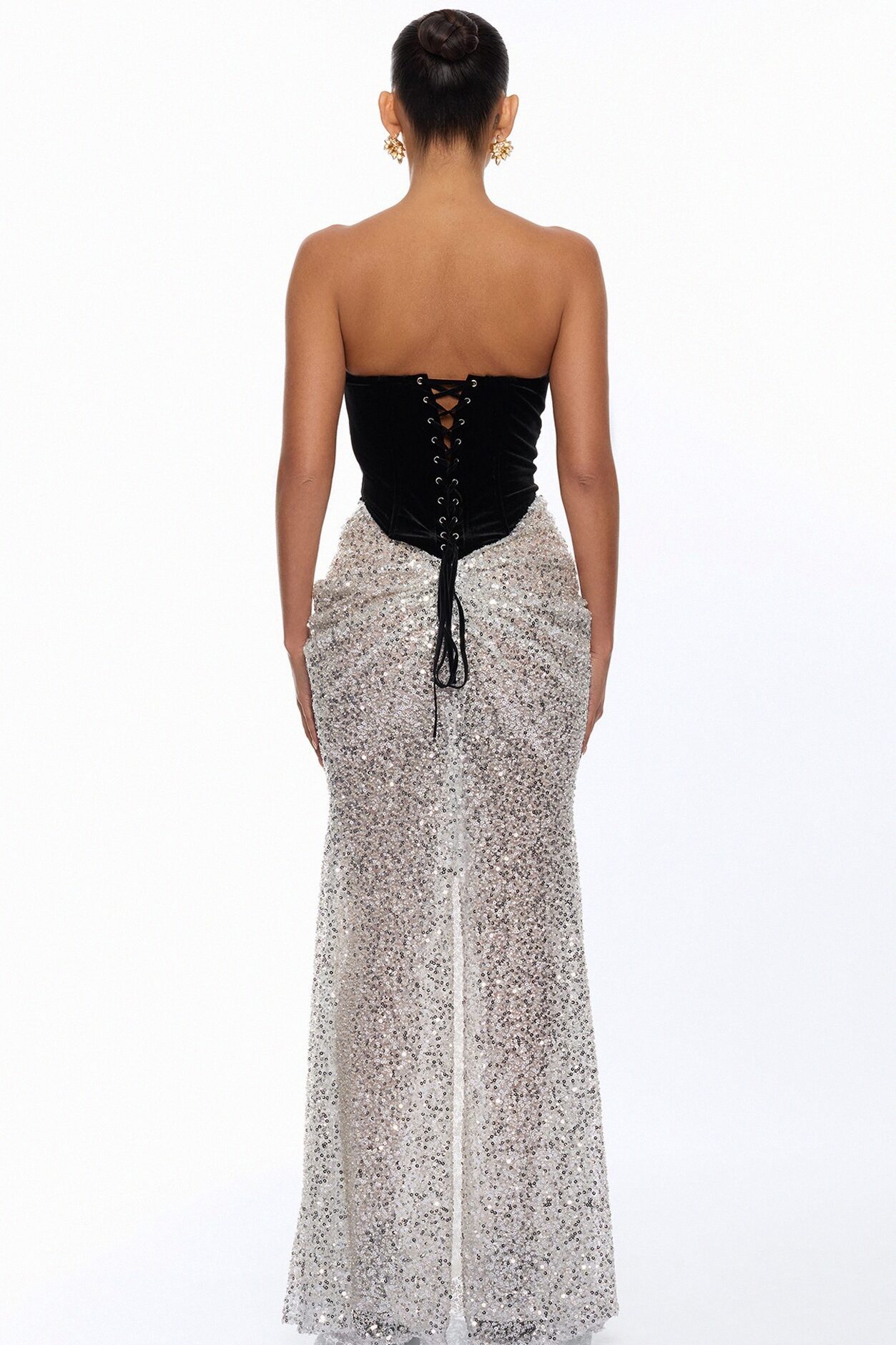 Diamonds Only Sequin Gown - Silver/Combo