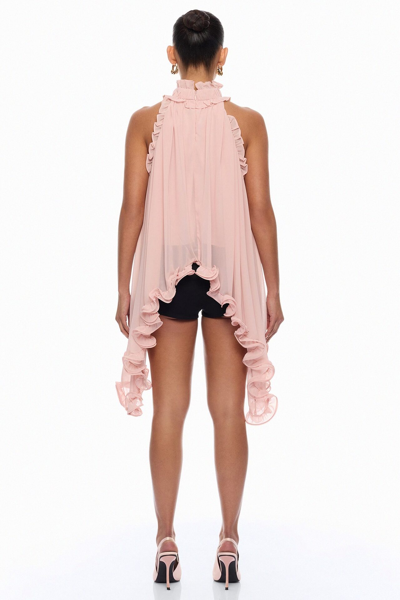 Sara Sleeveless Ruffle Blouse - Blush