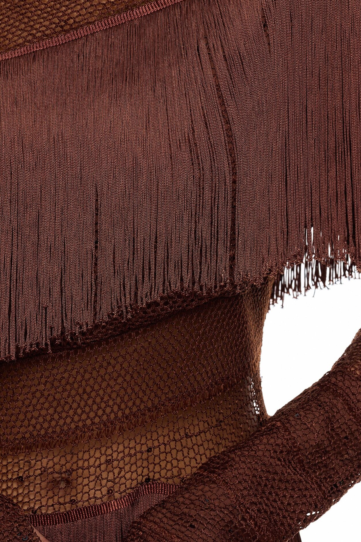 Jayde Fringe Mini Dress - Brown