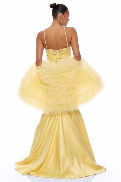 Pure Glamour Embellished Mermaid Gown - Yellow