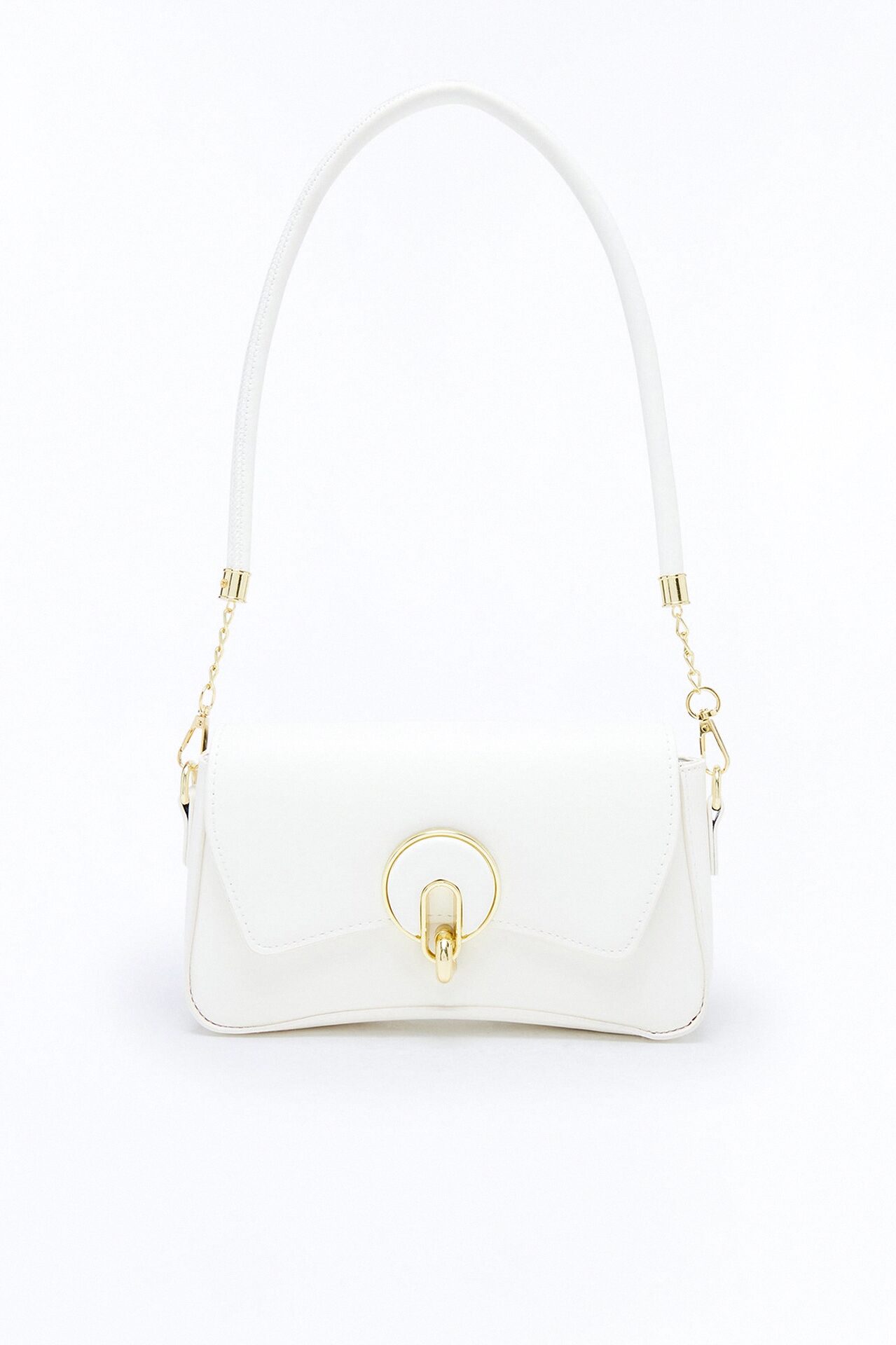 Sunday Stroll Faux Leather Shoulder Handbag - White