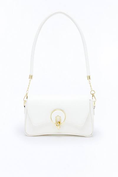 Sunday Stroll Faux Leather Shoulder Handbag - White