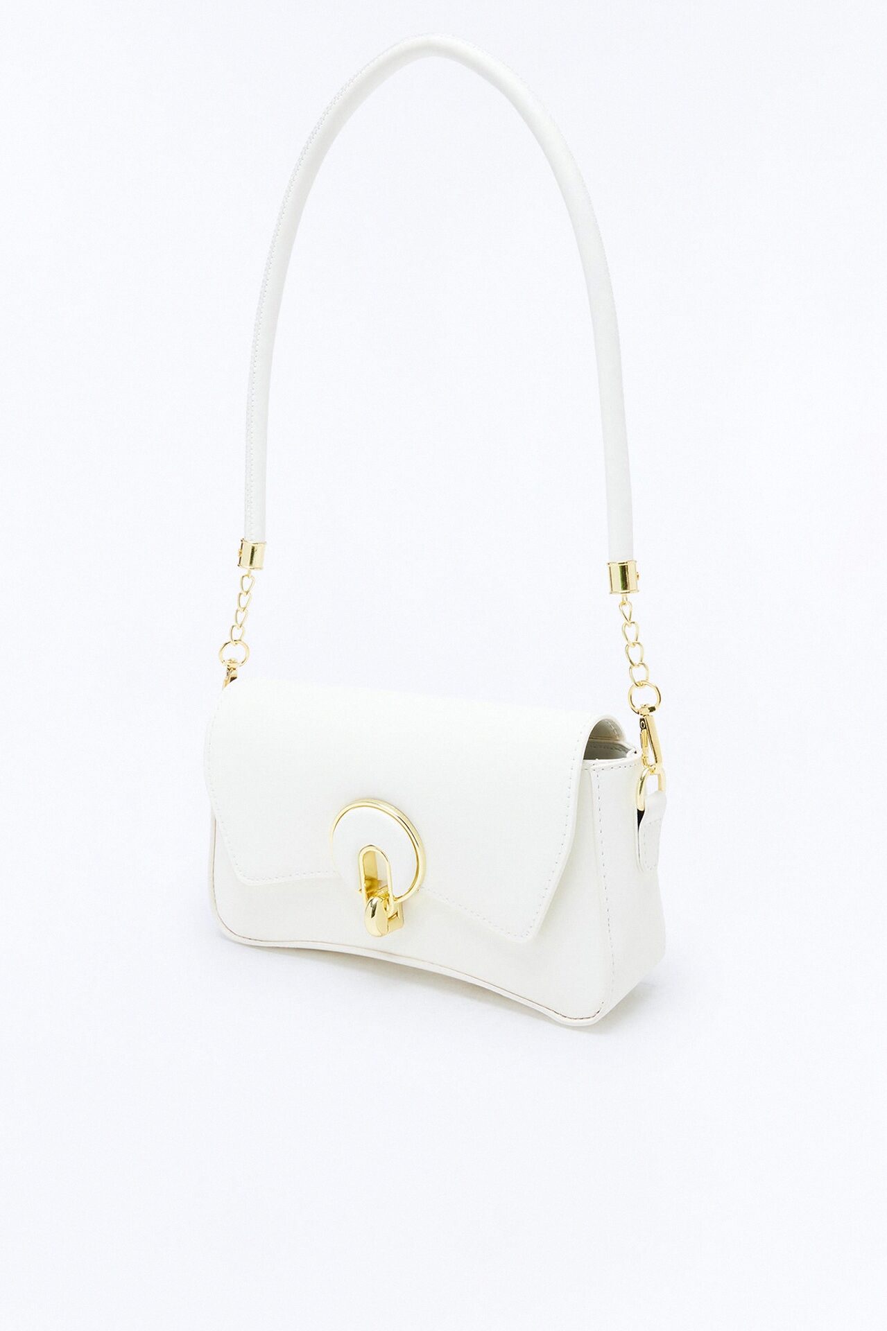 Sunday Stroll Faux Leather Shoulder Handbag - White
