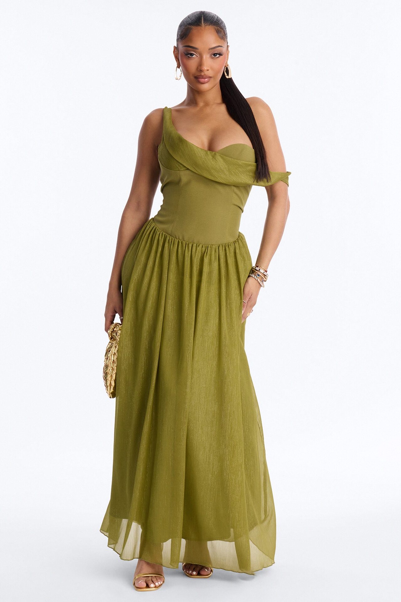 Kaia Drop Waist Gown - Sage