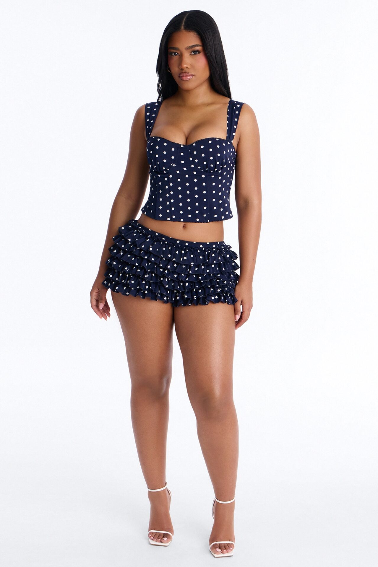 Lovely Day Polka Dot Corset Top - Navy