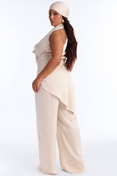 Kalina Cowlneck 2 Piece Jumpsuit Set - Champagne