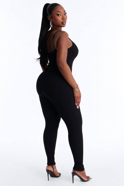 Bianca One Shoulder Snatched Skinny Jumpsuit - Black
