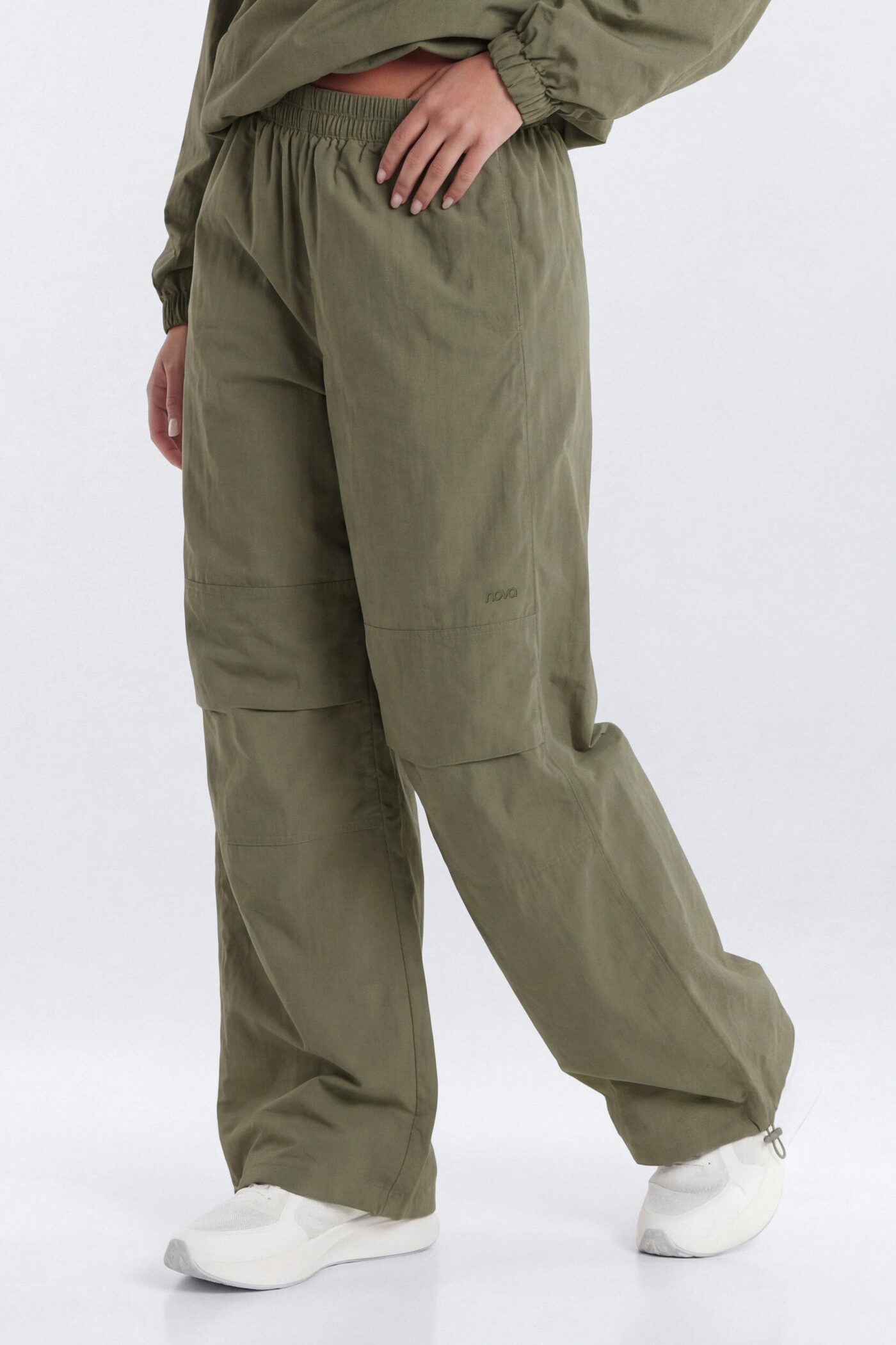 CoreNylon 32″ Wide Leg Track Pant - Moss