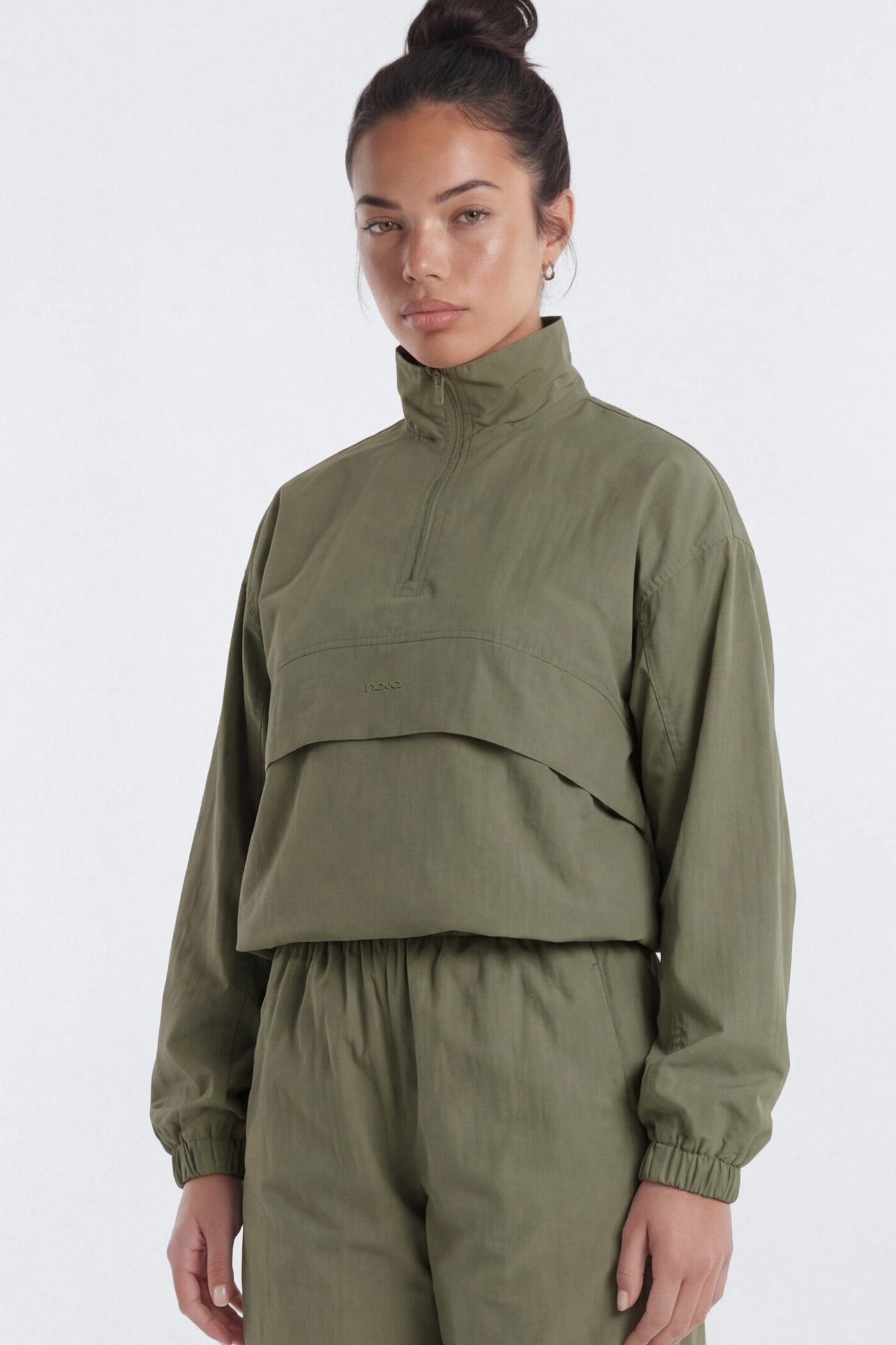 CoreNylon Mock Neck Half Zip Track Jacket - Moss