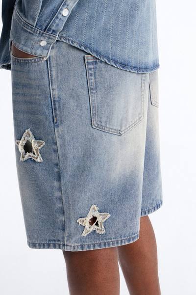 Relaxed Fragmented Star Gaze Denim Short - Vintage Blue Wash