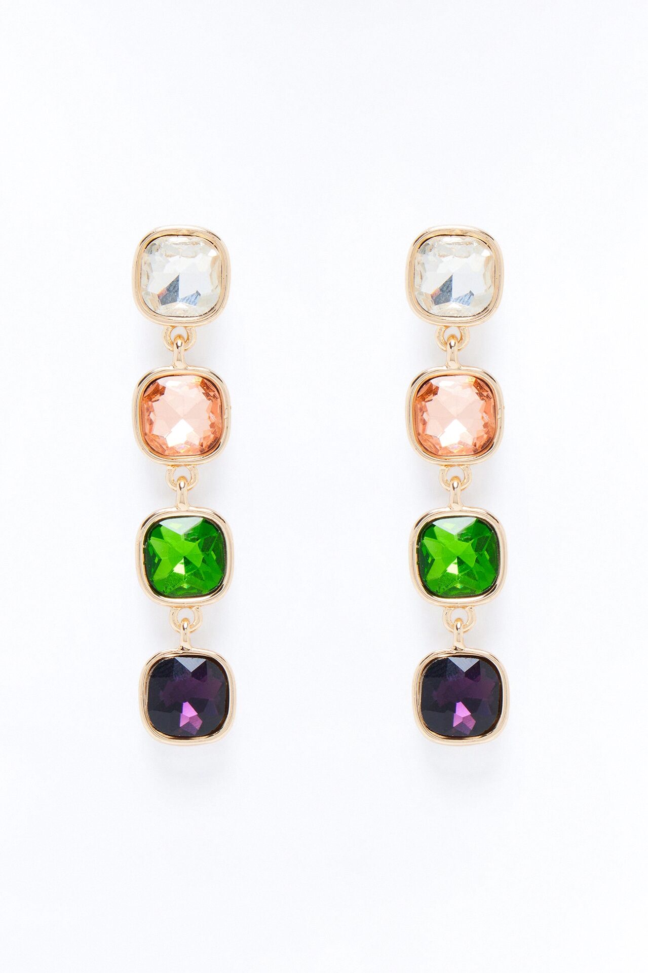 Only Fall Rhinestone Drop Earrings - Gold/Green