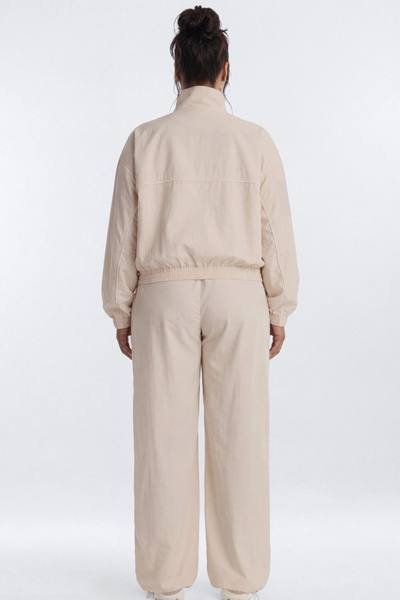 CoreNylon Mock Neck Full Zip Track Jacket - Oat Milk