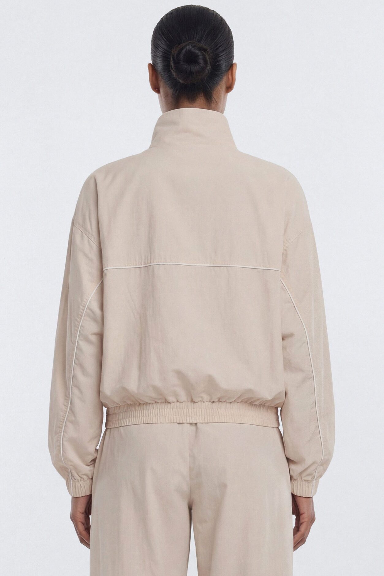 CoreNylon Mock Neck Full Zip Track Jacket - Oat Milk