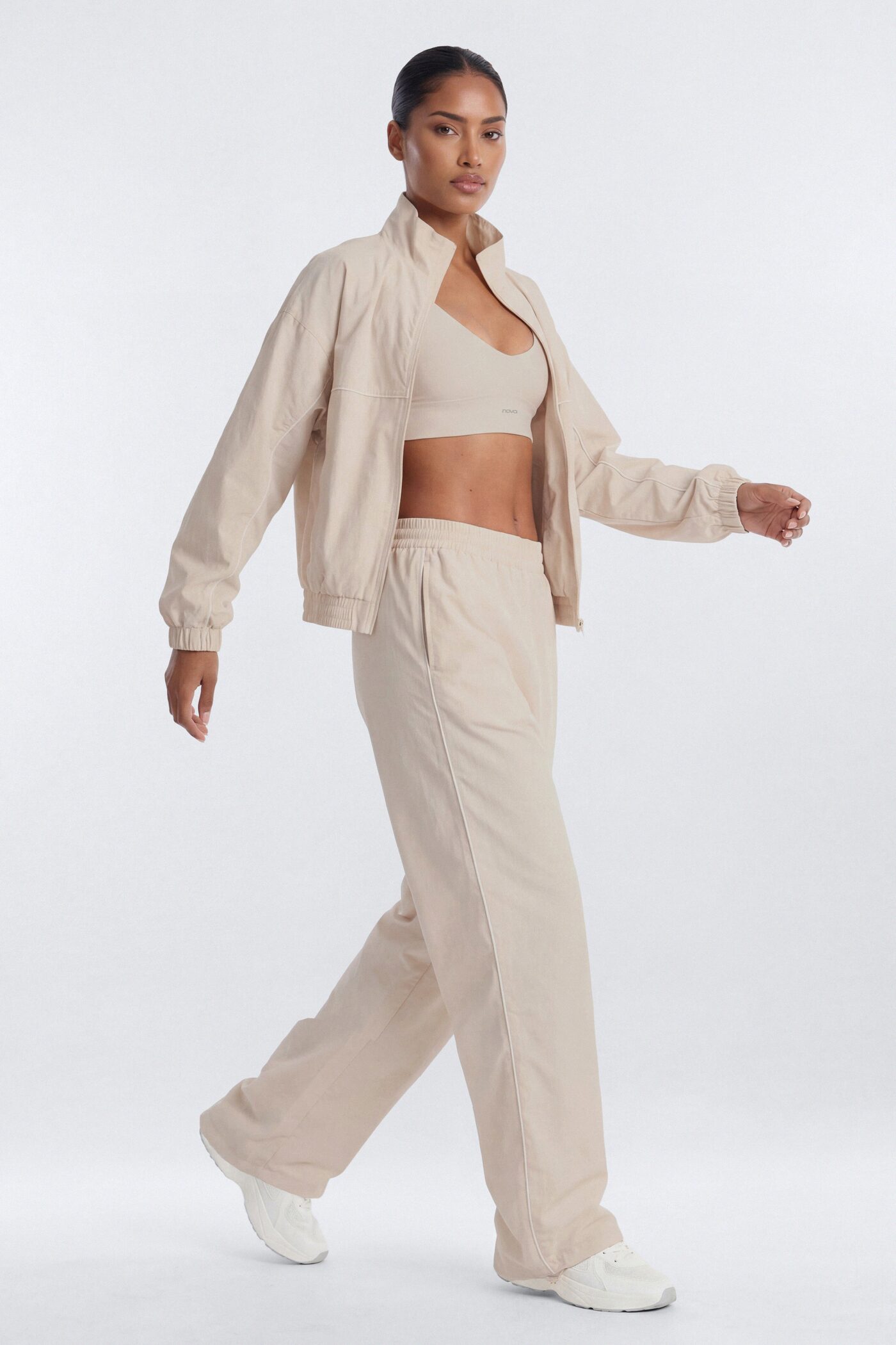 CoreNylon 32″ Pocket Track Pant - Oat Milk