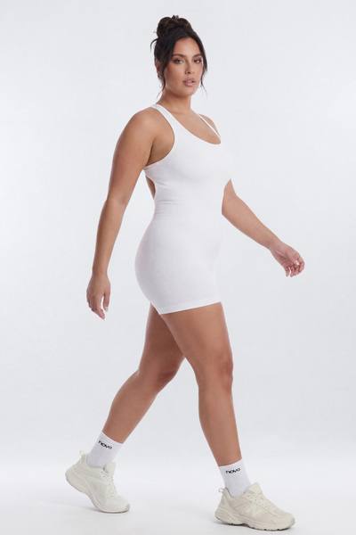 SeamlessLift™ 3″ Back Cut Out Romper - White