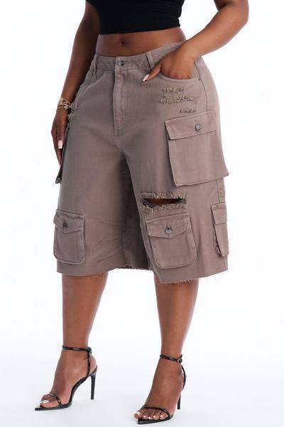 Don't Make Me Wait Cargo Bermuda Short - Charcoal
