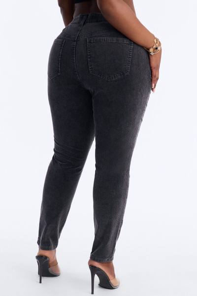 ESME CORDUROY WASHED LOW RISE PANTS - Indigo