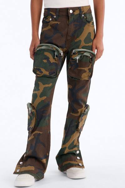 Mini Round Up Stacked Skinny Flare Pants - Camouflage